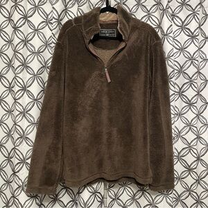 True Grit Brown Half-Zip Hoodie with Plush Texture